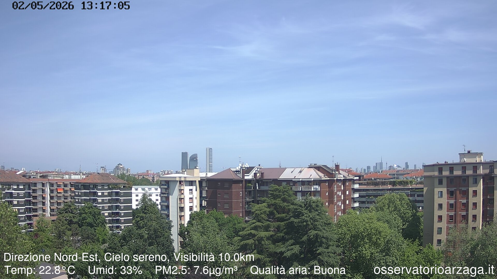 immagine della webcam nei dintorni di Milano Campo dei Fiori: webcam Milano Arzaga