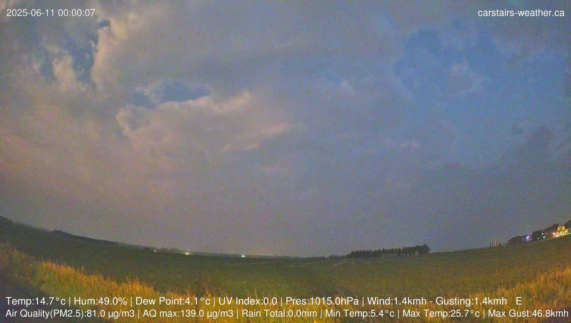 time-lapse frame, Carstairs Sky Cam webcam