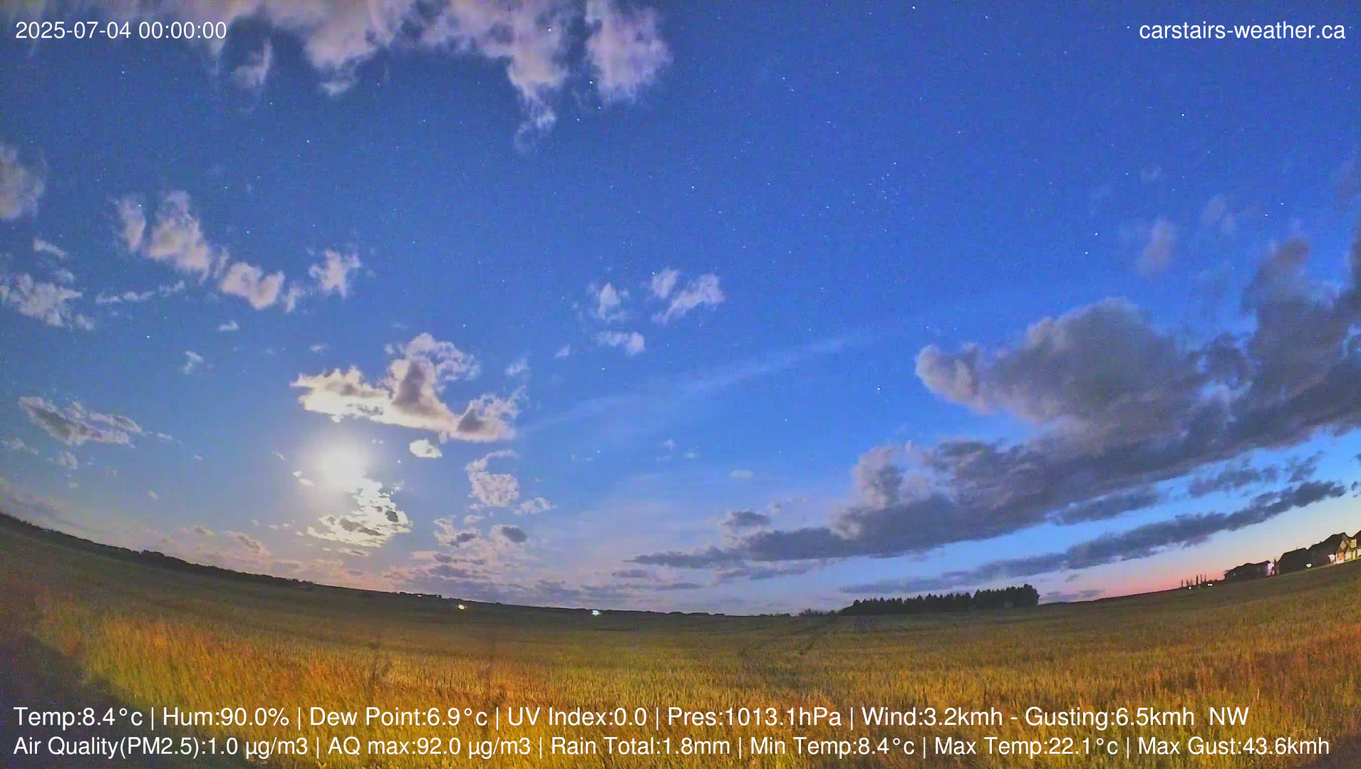 time-lapse frame, Carstairs Sky Cam webcam