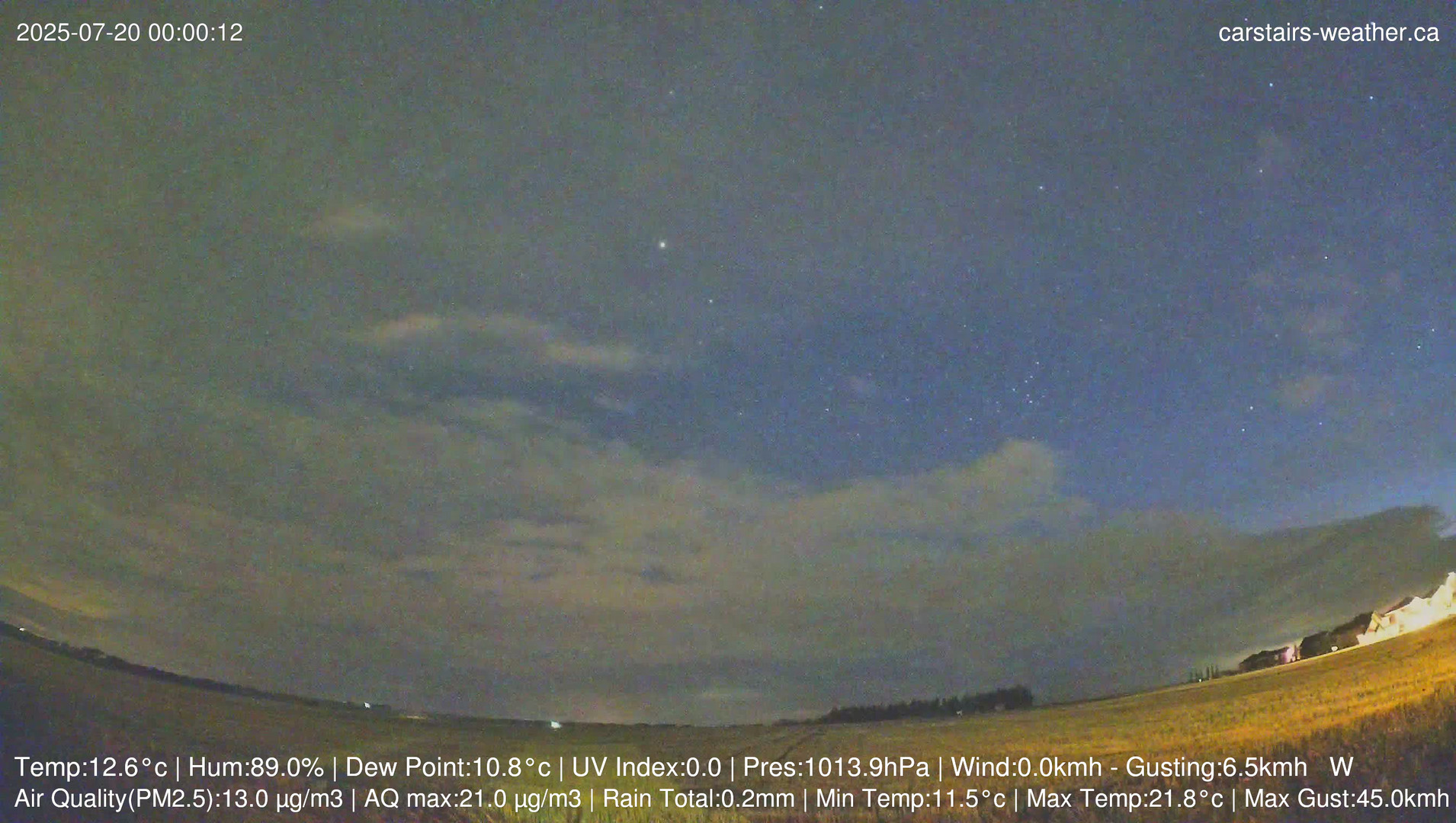 time-lapse frame, Carstairs Sky Cam webcam