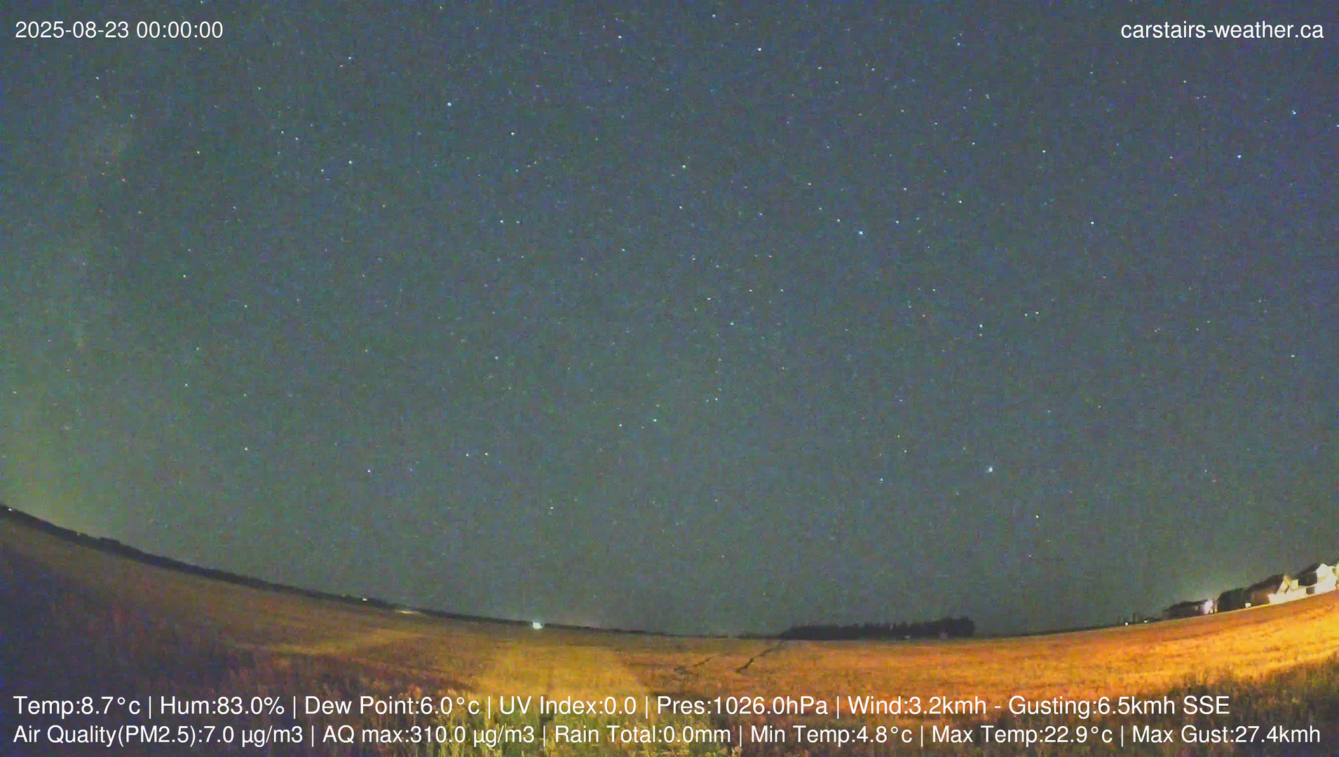 time-lapse frame, Carstairs Sky Cam webcam