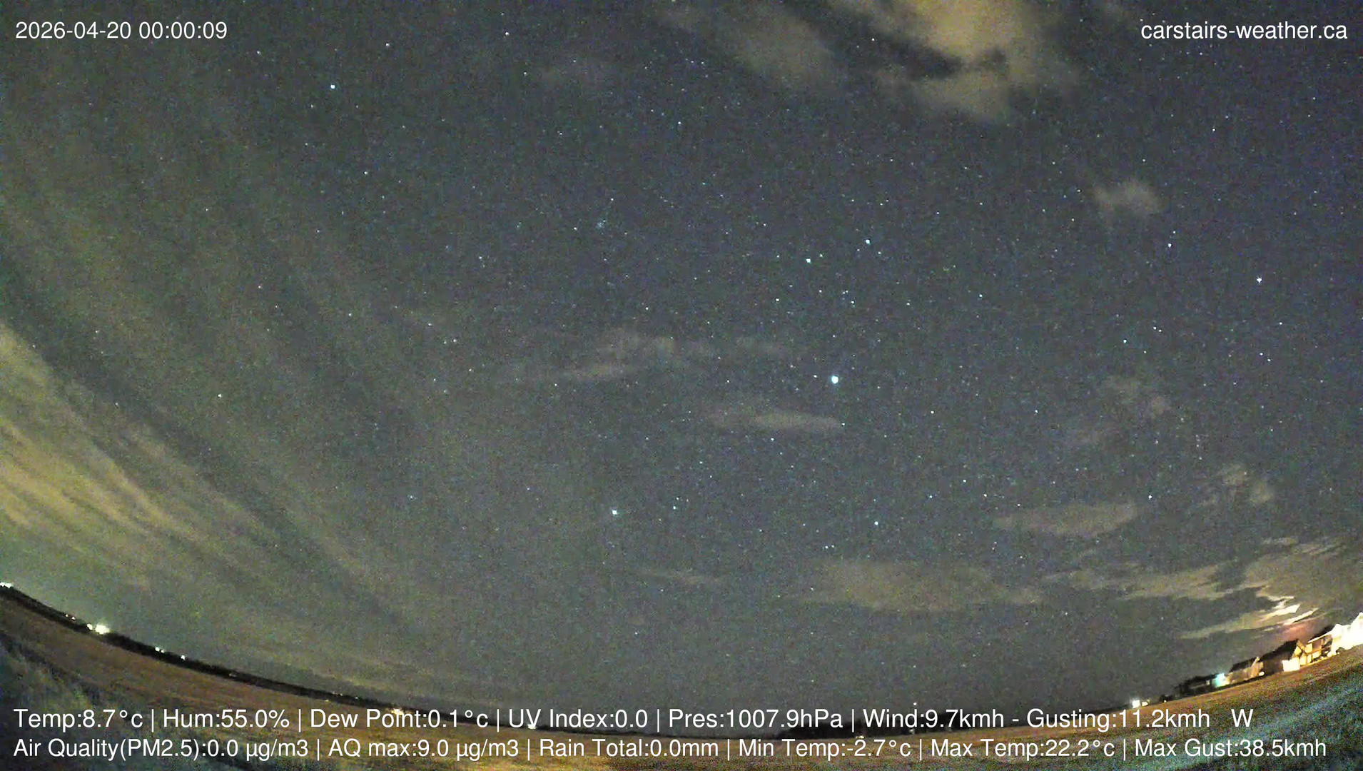 time-lapse frame, Carstairs Sky Cam webcam