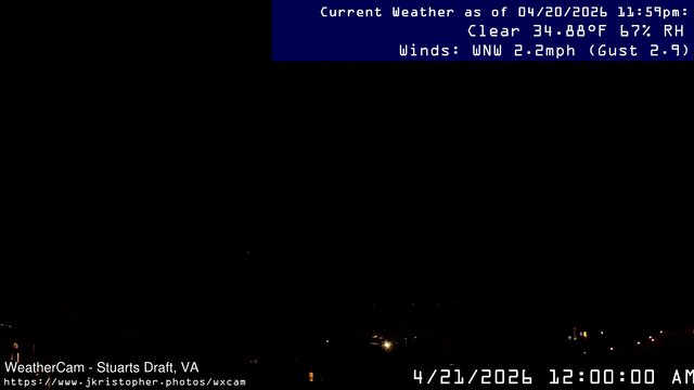 time-lapse frame, Stuarts Draft, VA webcam