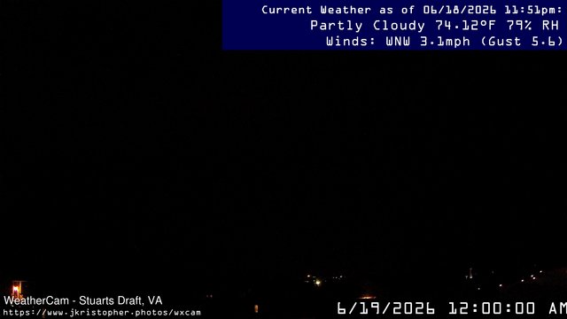 time-lapse frame, Stuarts Draft, VA webcam