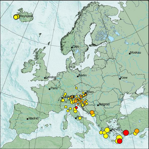 time-lapse frame, Erdbeben Europa webcam