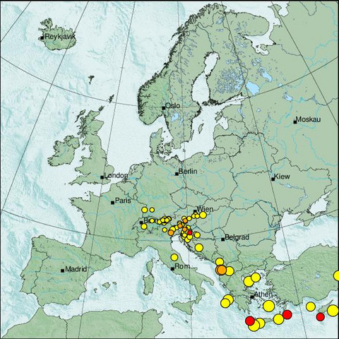 time-lapse frame, Erdbeben Europa webcam
