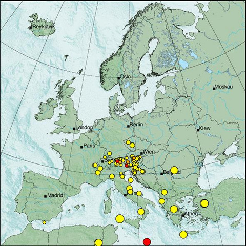 time-lapse frame, Erdbeben Europa webcam