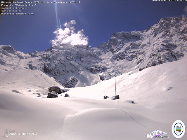 time-lapse frame, Rifugio zamboni valanga del 9 aprile 2019 webcam