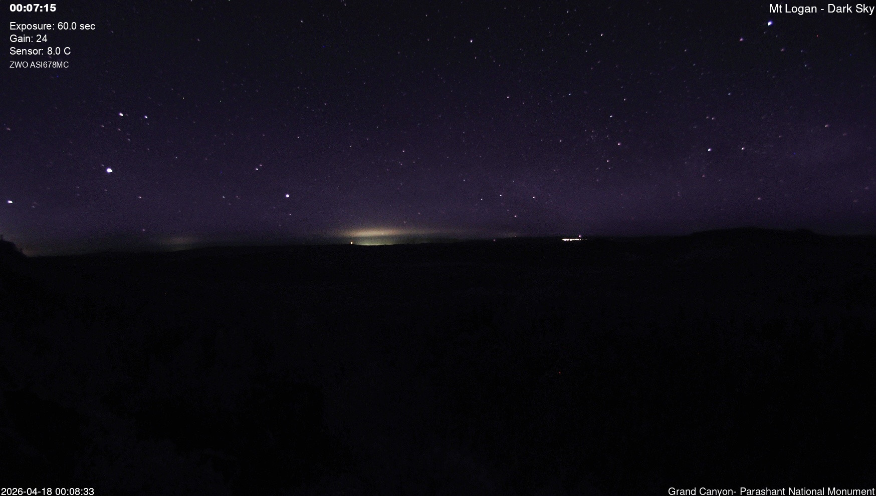 time-lapse frame, Mt Logan - Dark Sky webcam