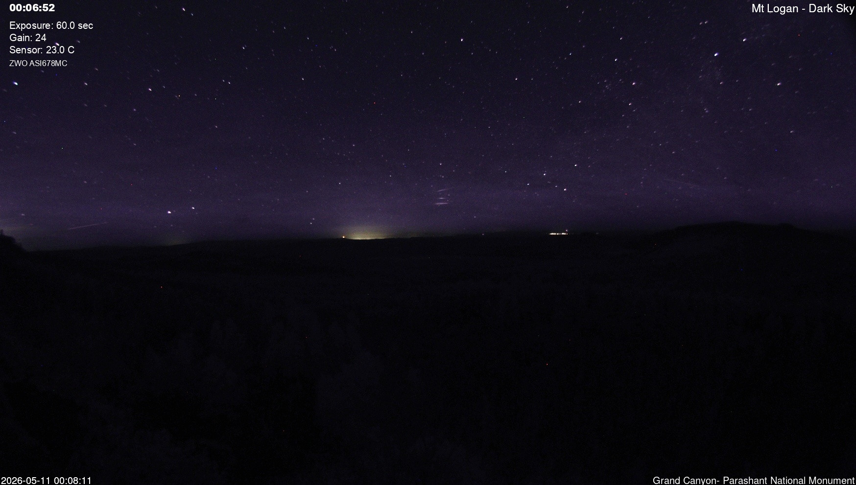time-lapse frame, Mt Logan - Dark Sky webcam
