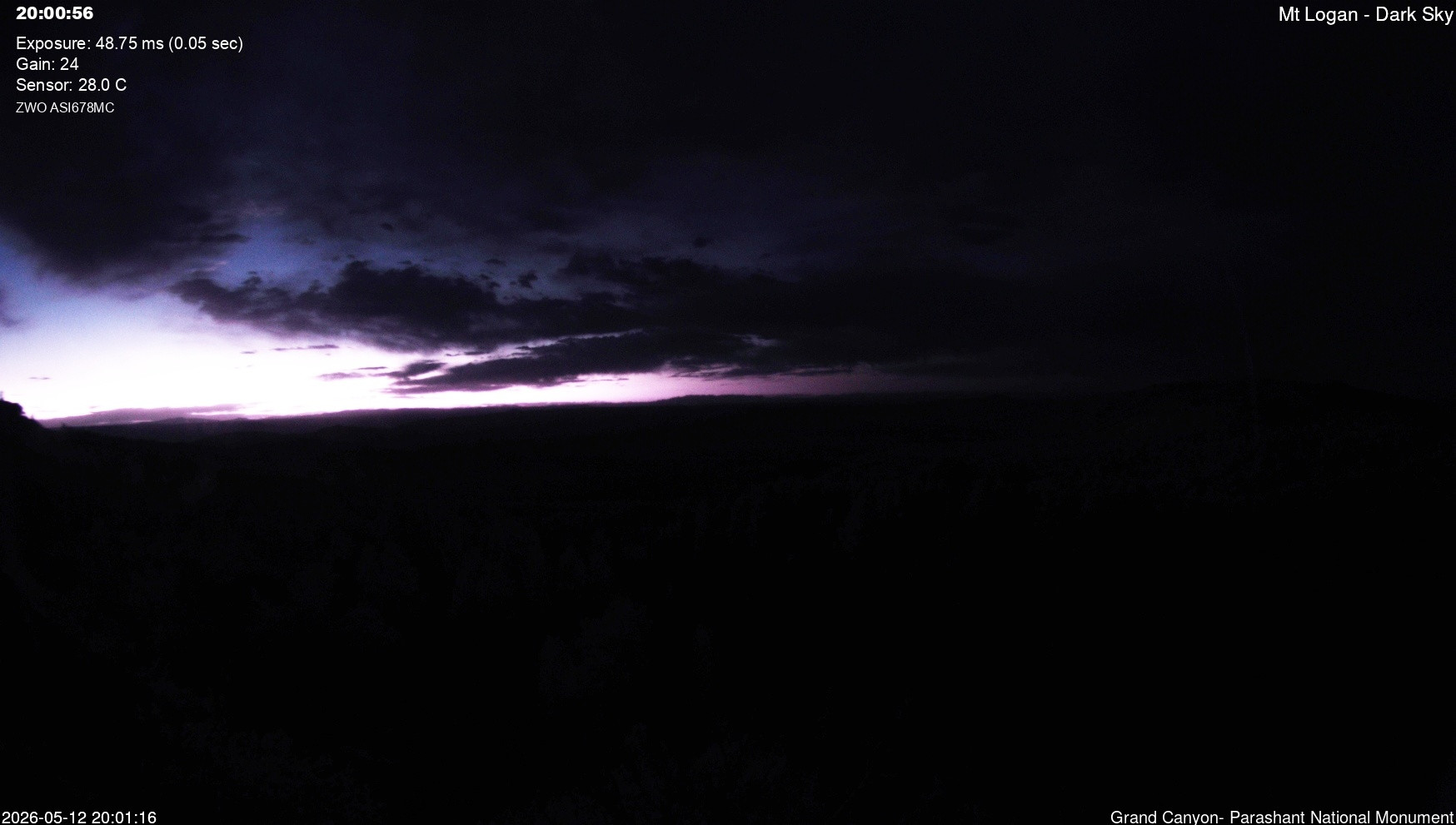 time-lapse frame, Mt Logan - Dark Sky webcam