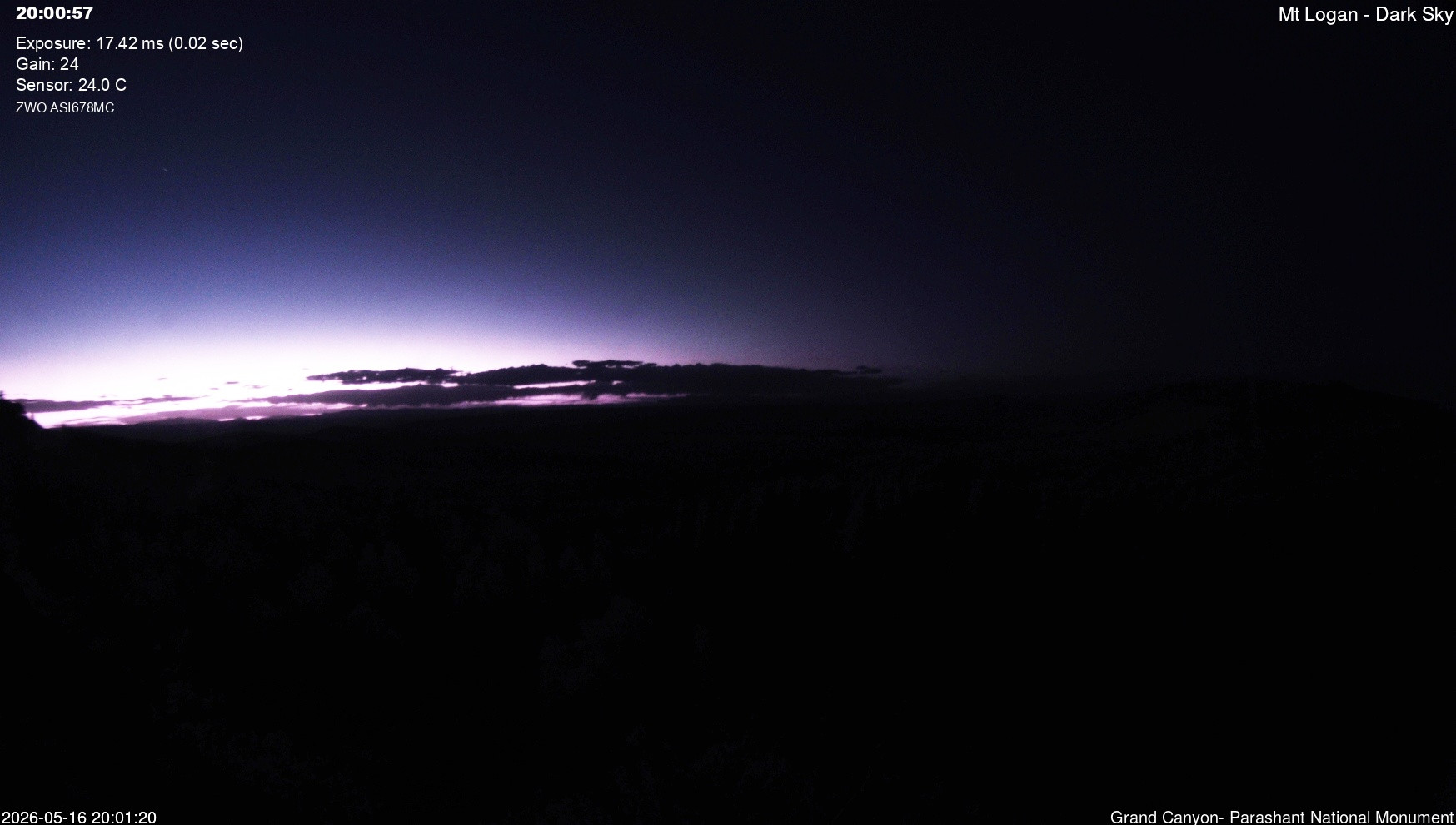 time-lapse frame, Mt Logan - Dark Sky webcam