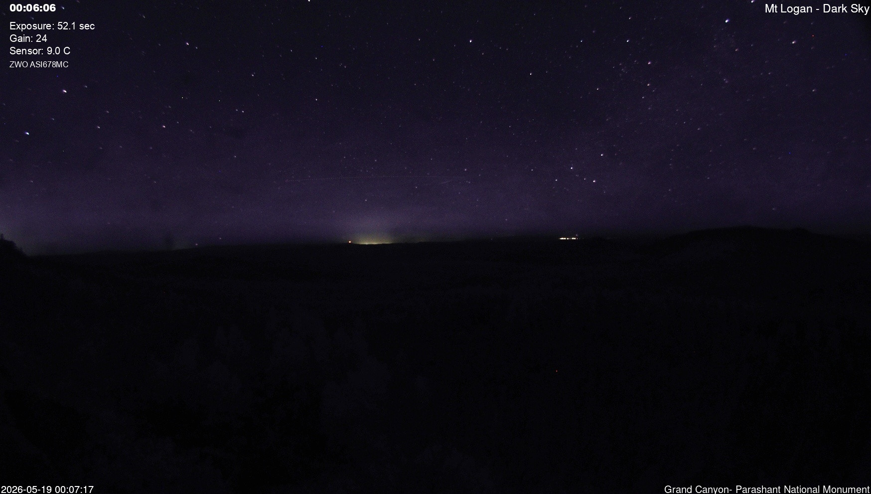 time-lapse frame, Mt Logan - Dark Sky webcam