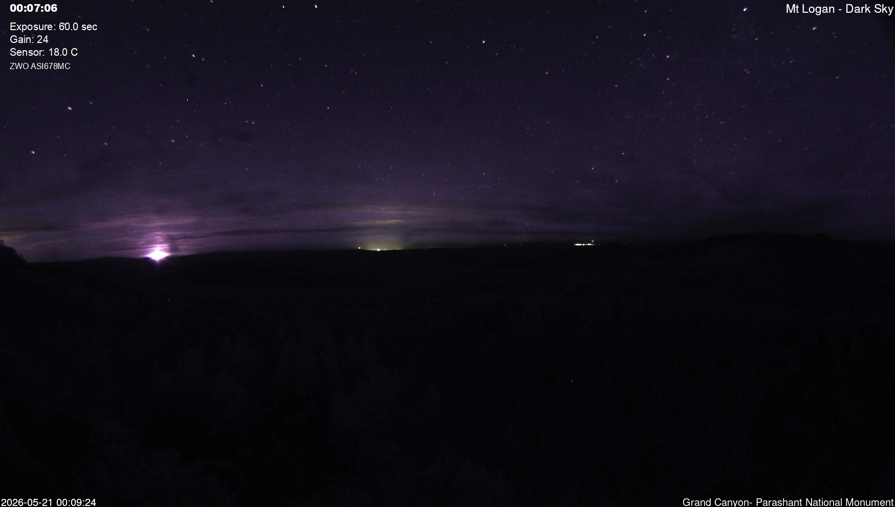 time-lapse frame, Mt Logan - Dark Sky webcam