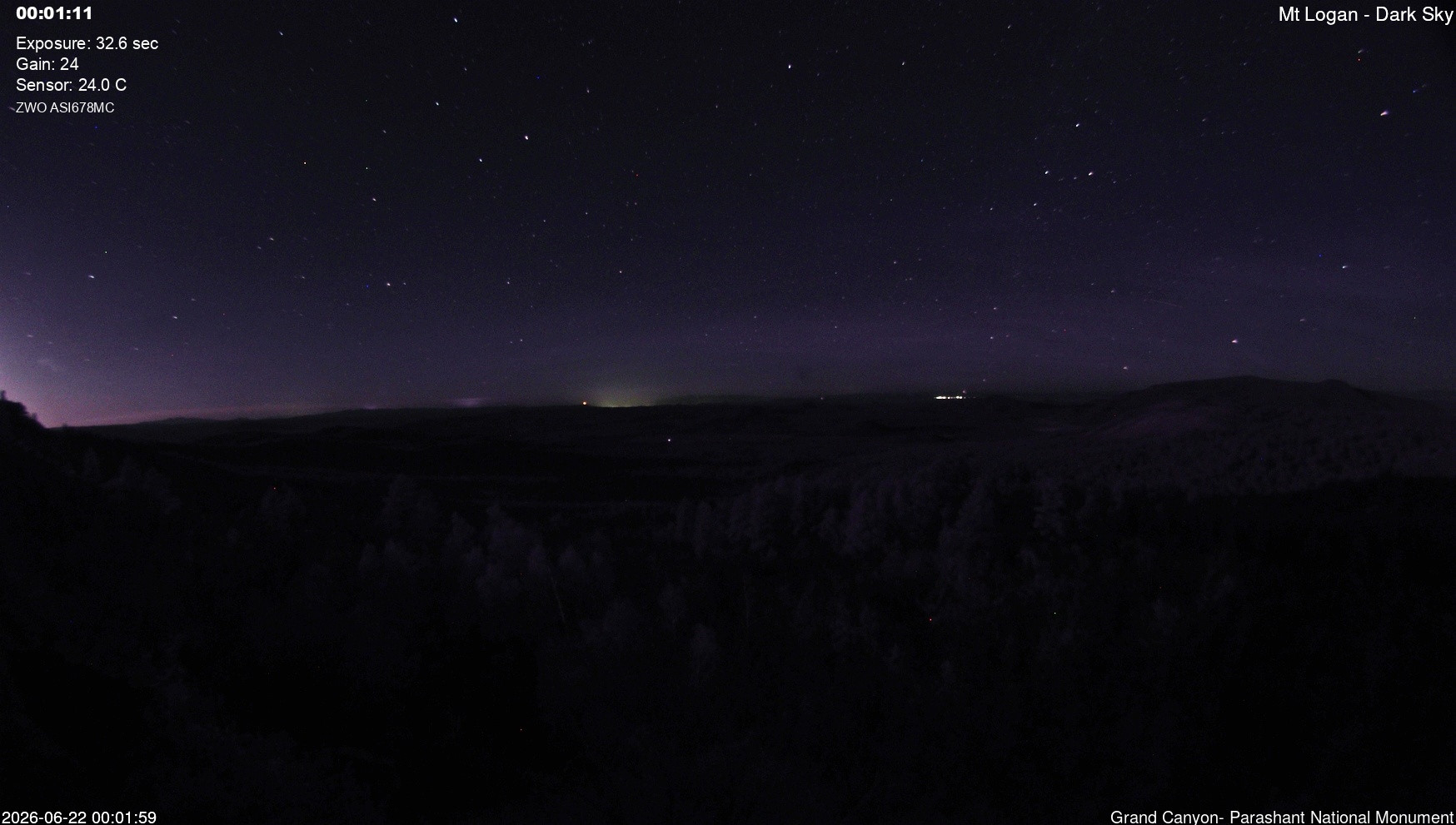 time-lapse frame, Mt Logan - Dark Sky webcam