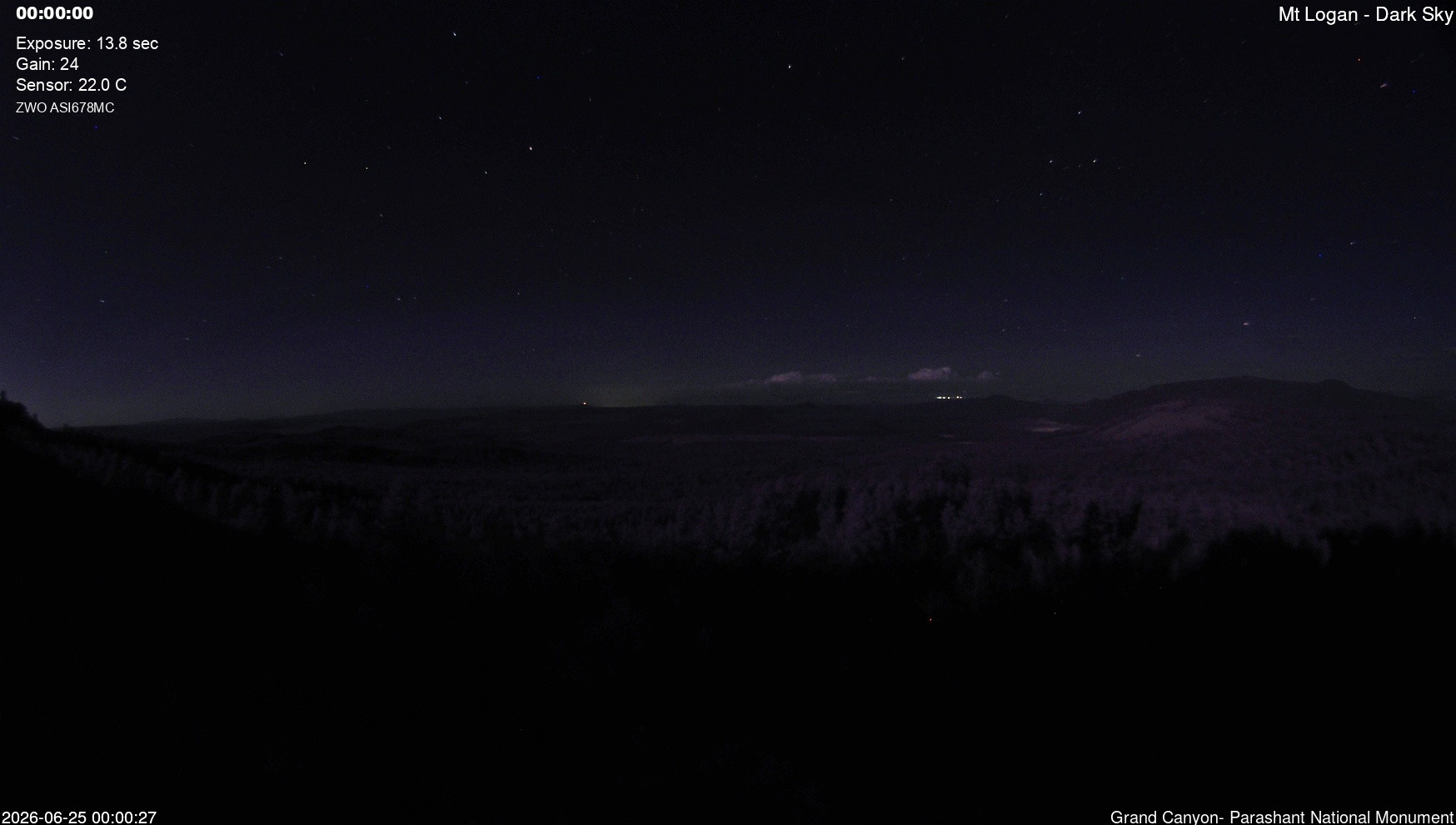 time-lapse frame, Mt Logan - Dark Sky webcam