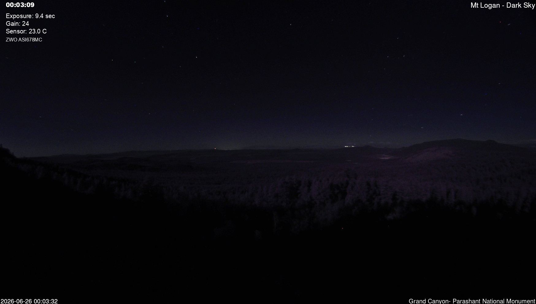 time-lapse frame, Mt Logan - Dark Sky webcam