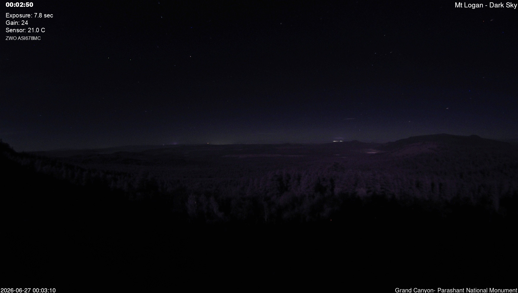 time-lapse frame, Mt Logan - Dark Sky webcam