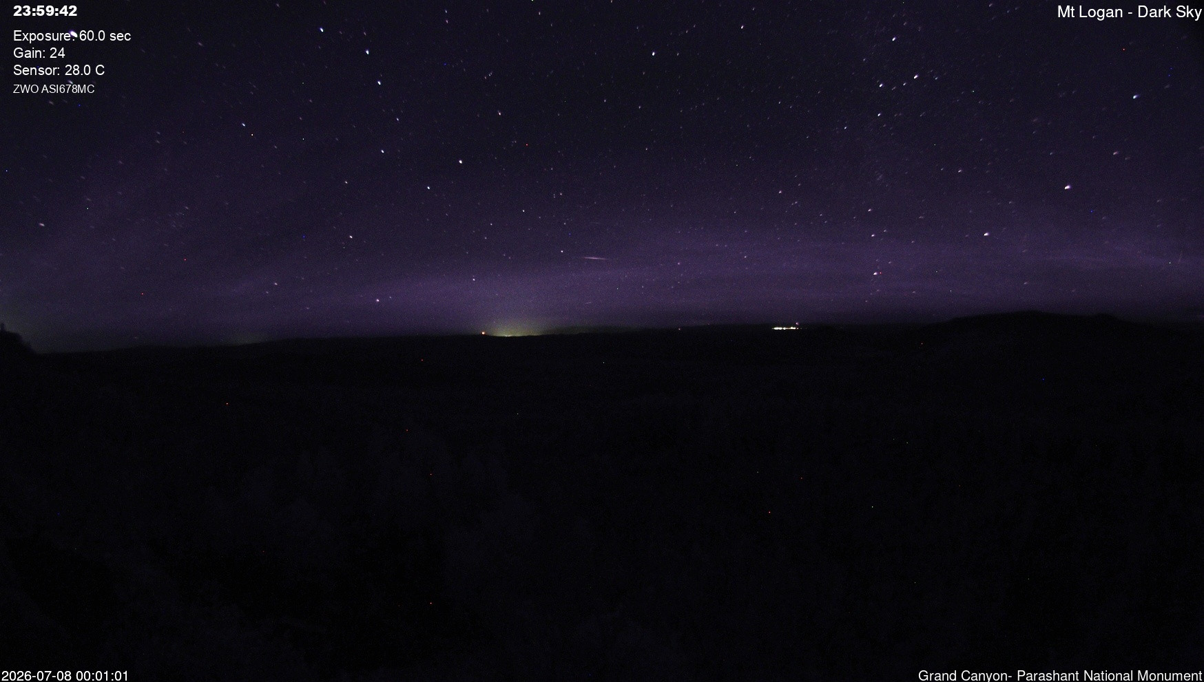 time-lapse frame, Mt Logan - Dark Sky webcam