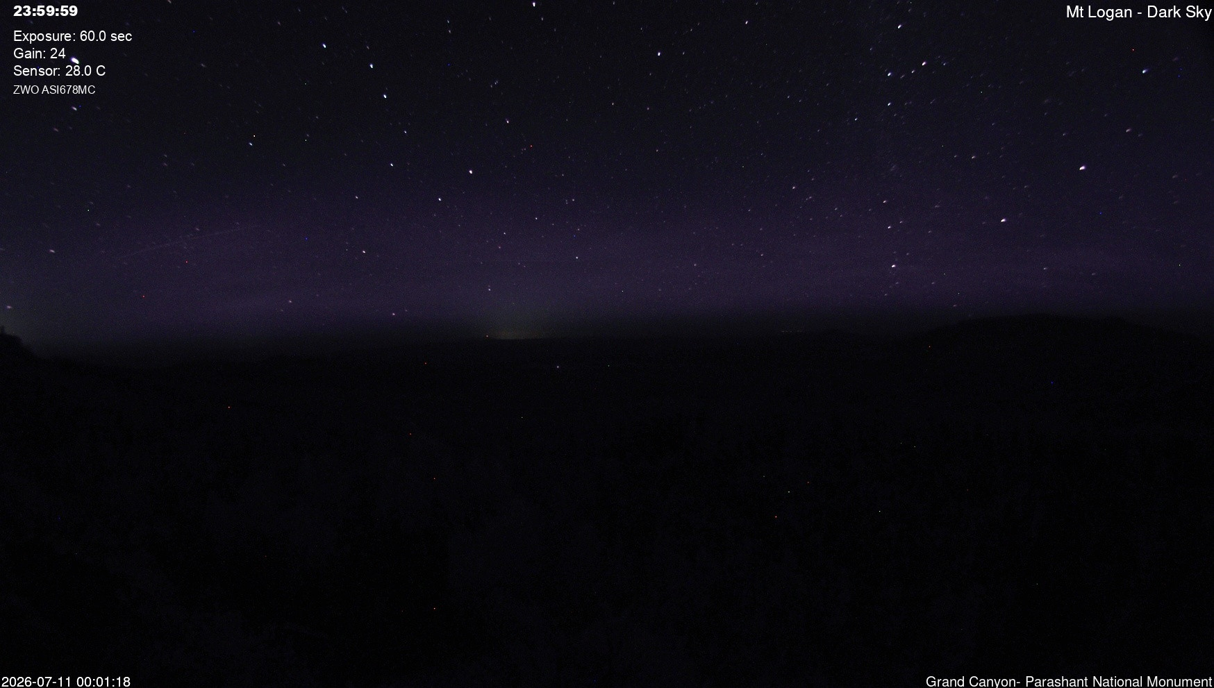 time-lapse frame, Mt Logan - Dark Sky webcam