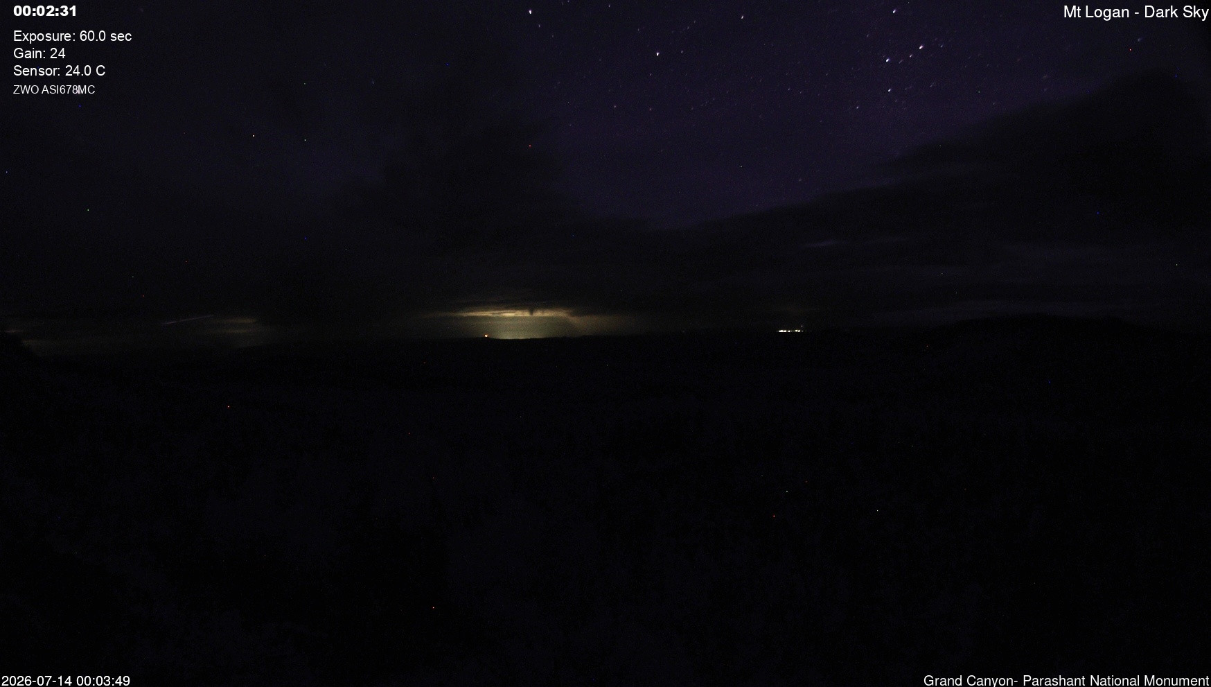 time-lapse frame, Mt Logan - Dark Sky webcam