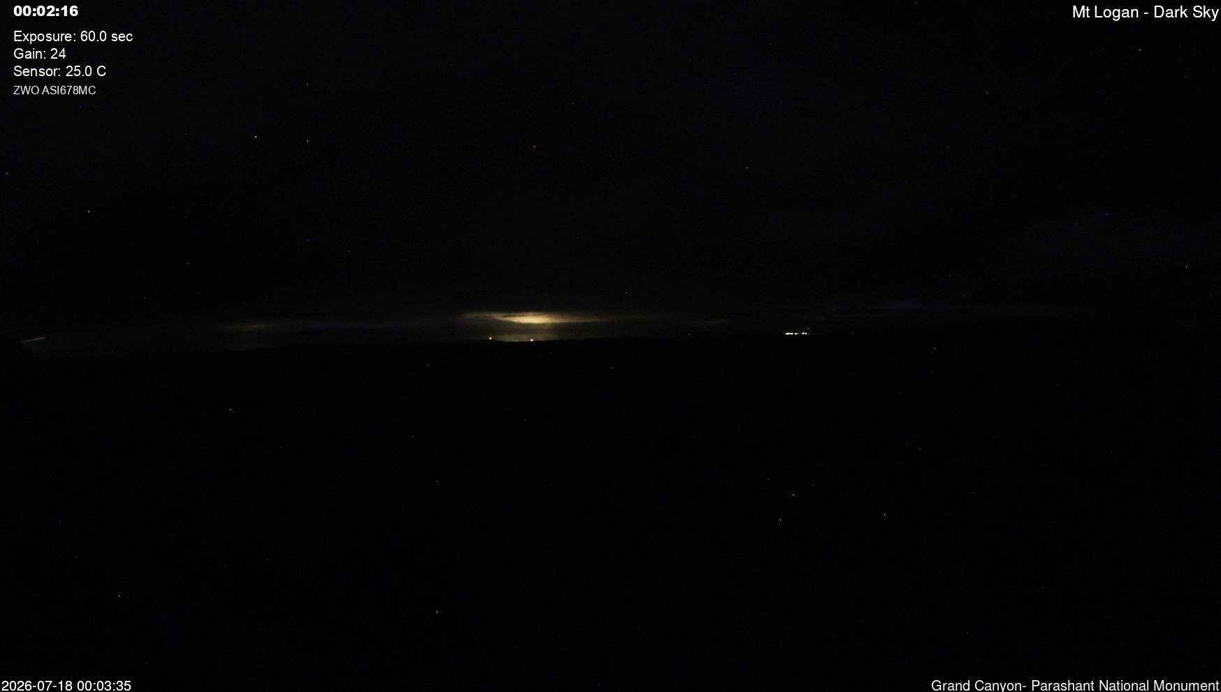 time-lapse frame, Mt Logan - Dark Sky webcam