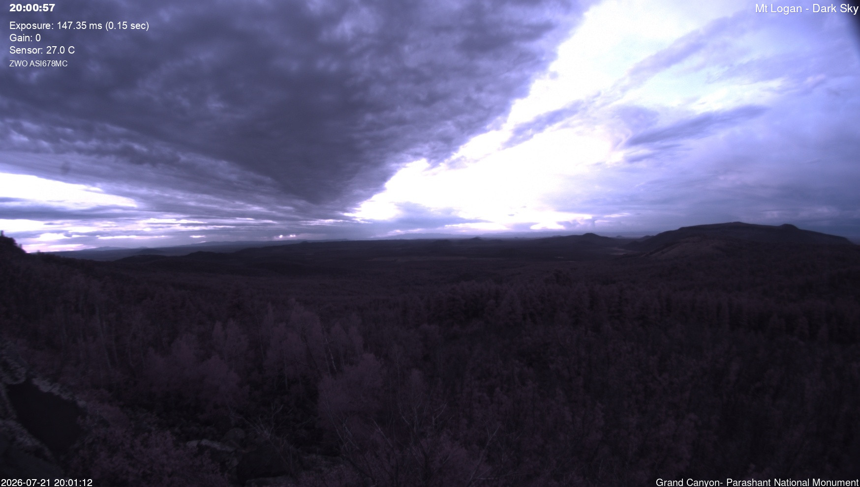 time-lapse frame, Mt Logan - Dark Sky webcam