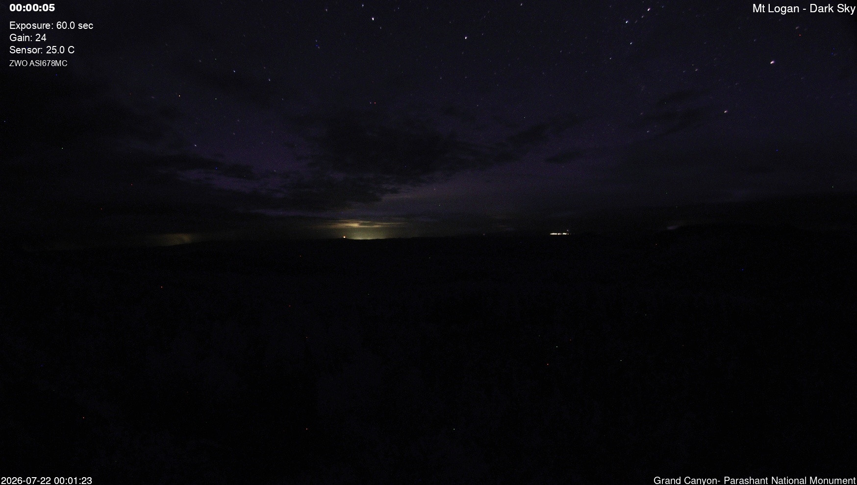 time-lapse frame, Mt Logan - Dark Sky webcam