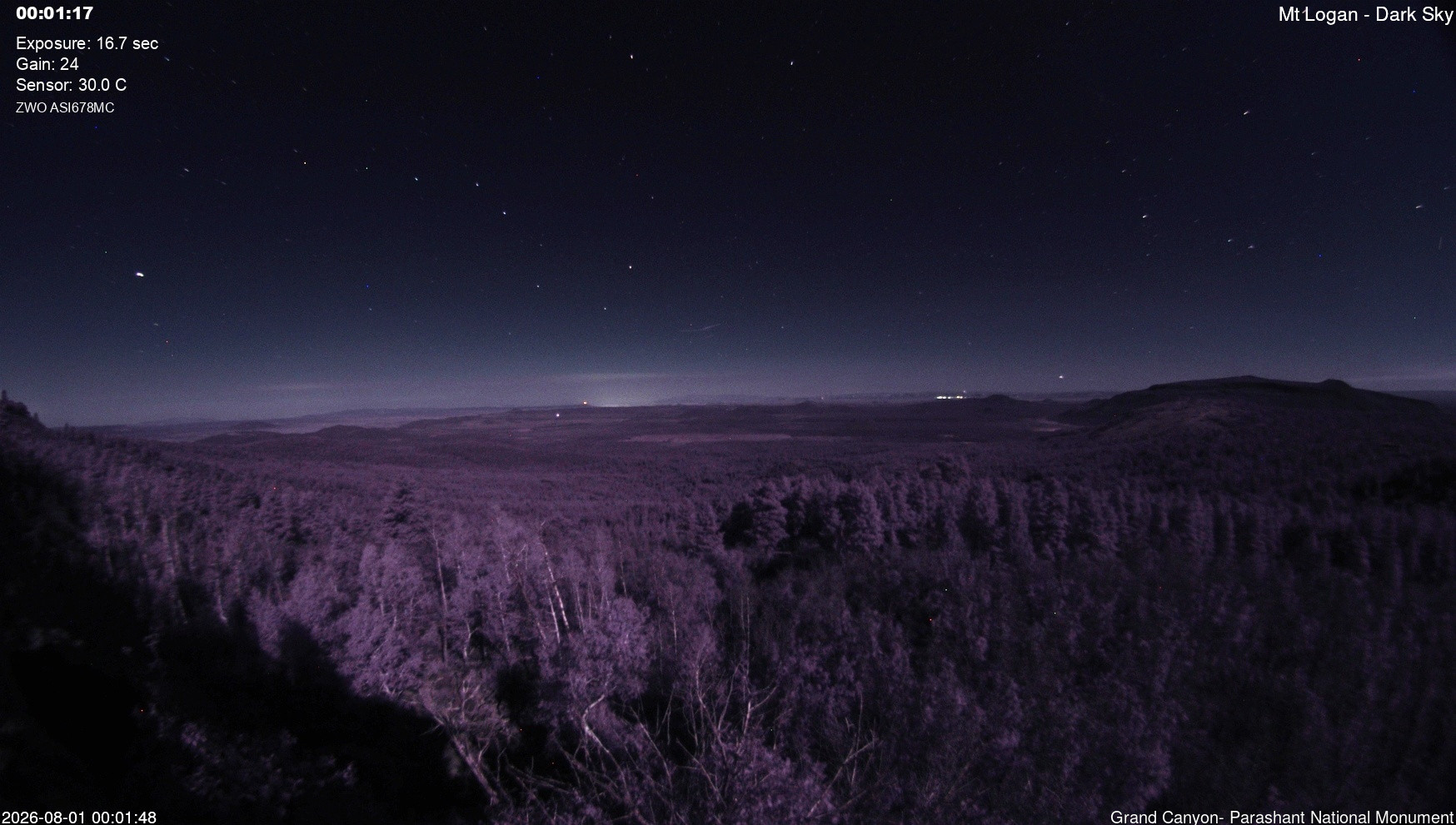 time-lapse frame, Mt Logan - Dark Sky webcam