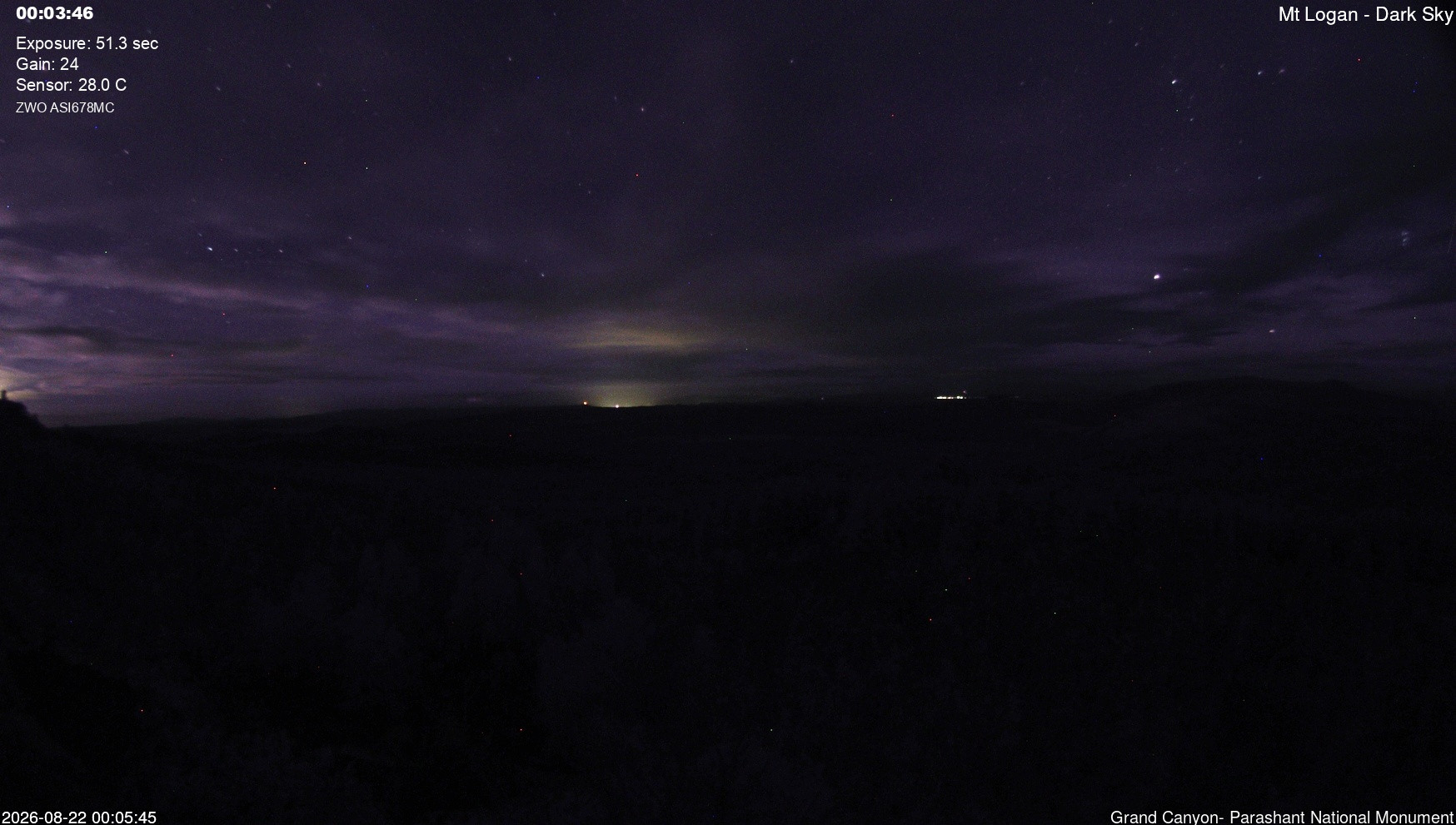 time-lapse frame, Mt Logan - Dark Sky webcam