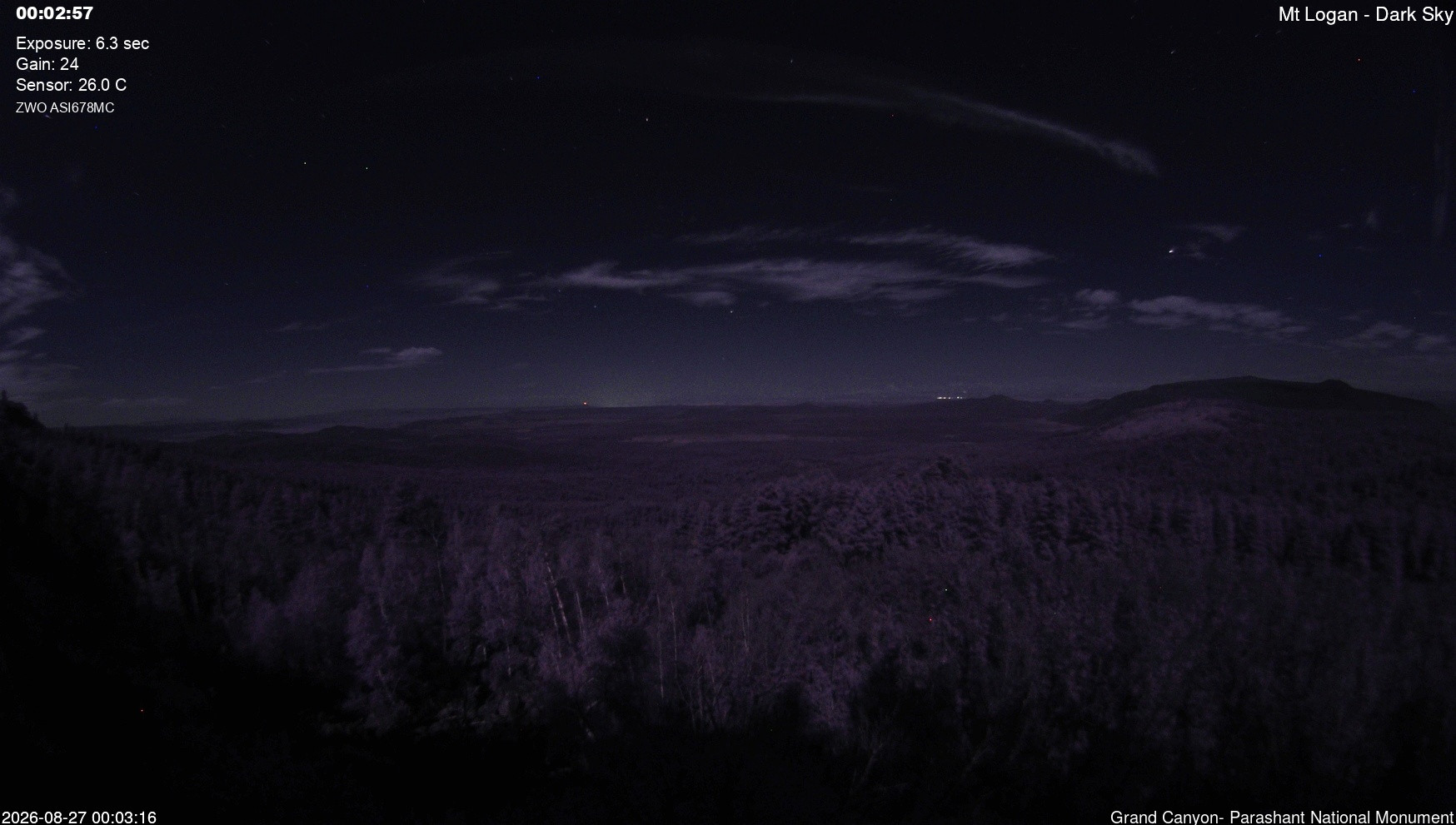 time-lapse frame, Mt Logan - Dark Sky webcam