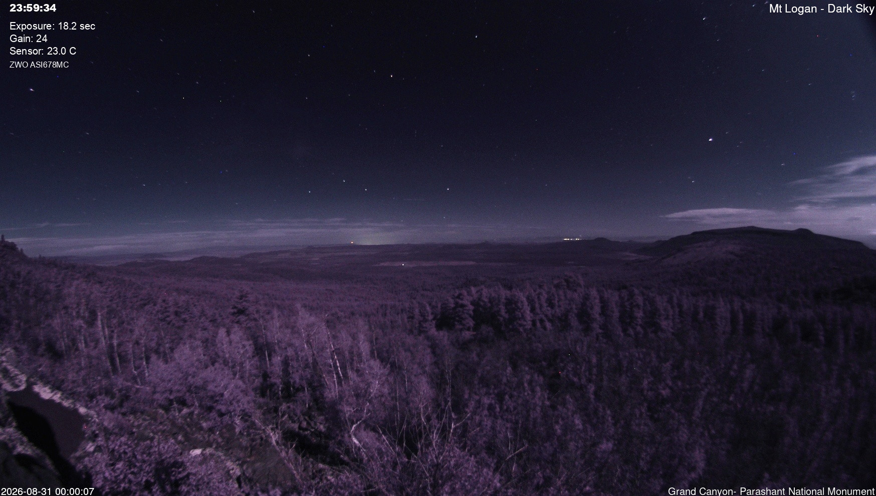 time-lapse frame, Mt Logan - Dark Sky webcam
