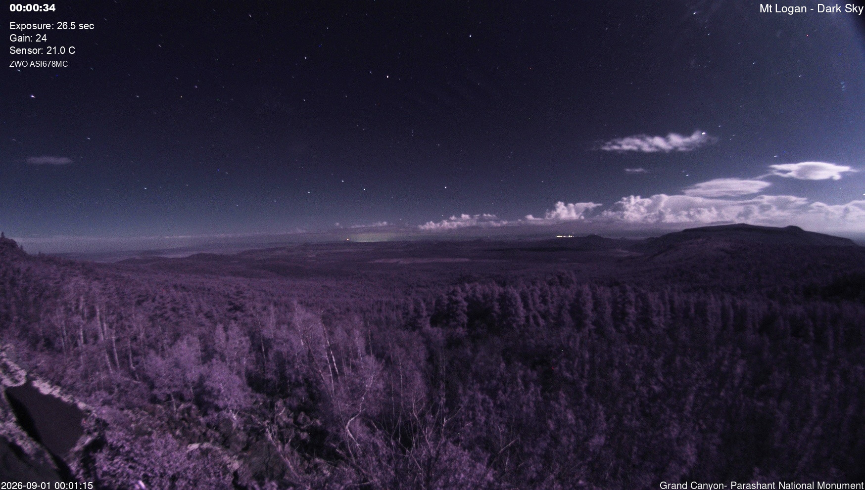 time-lapse frame, Mt Logan - Dark Sky webcam