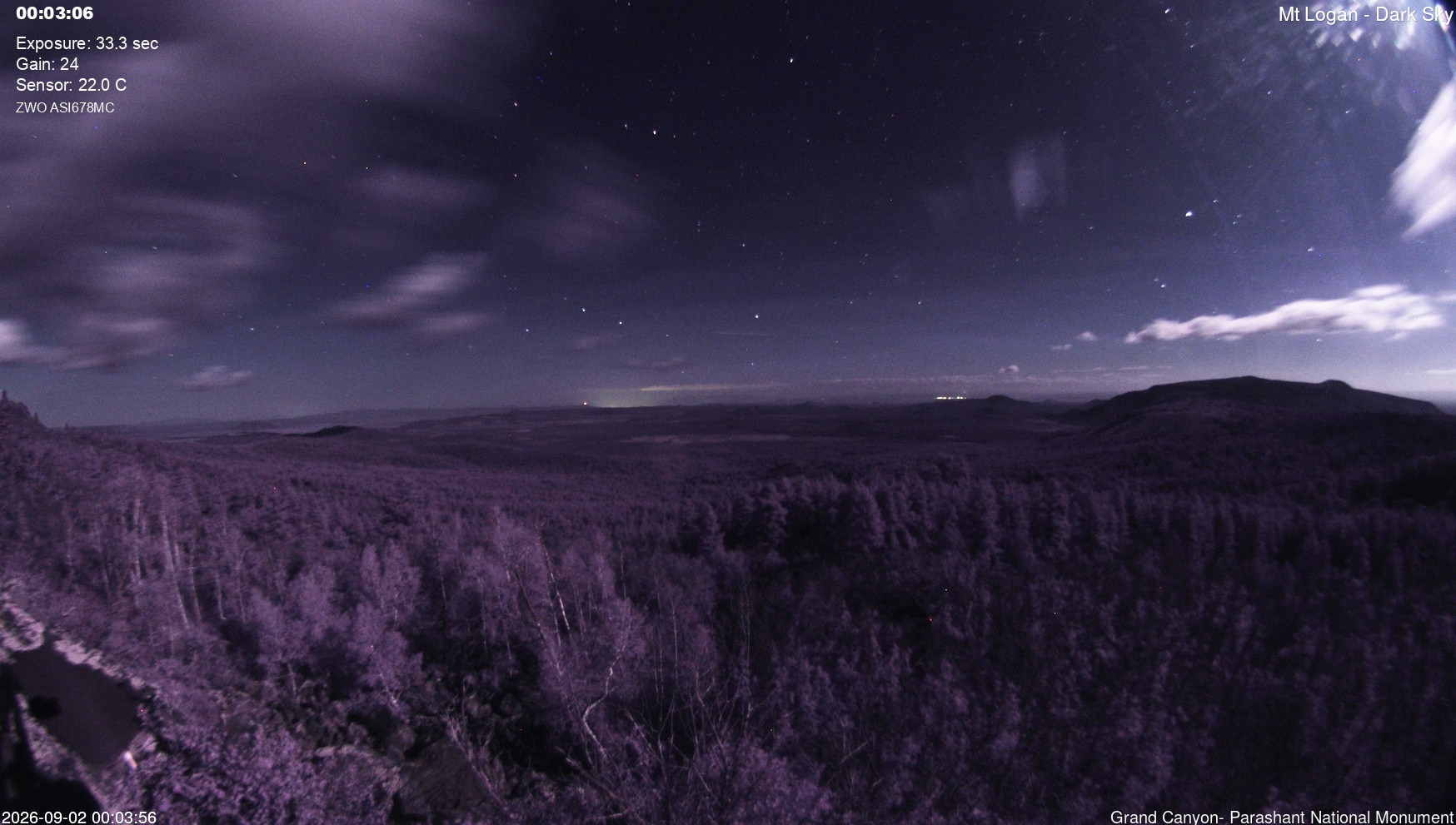 time-lapse frame, Mt Logan - Dark Sky webcam