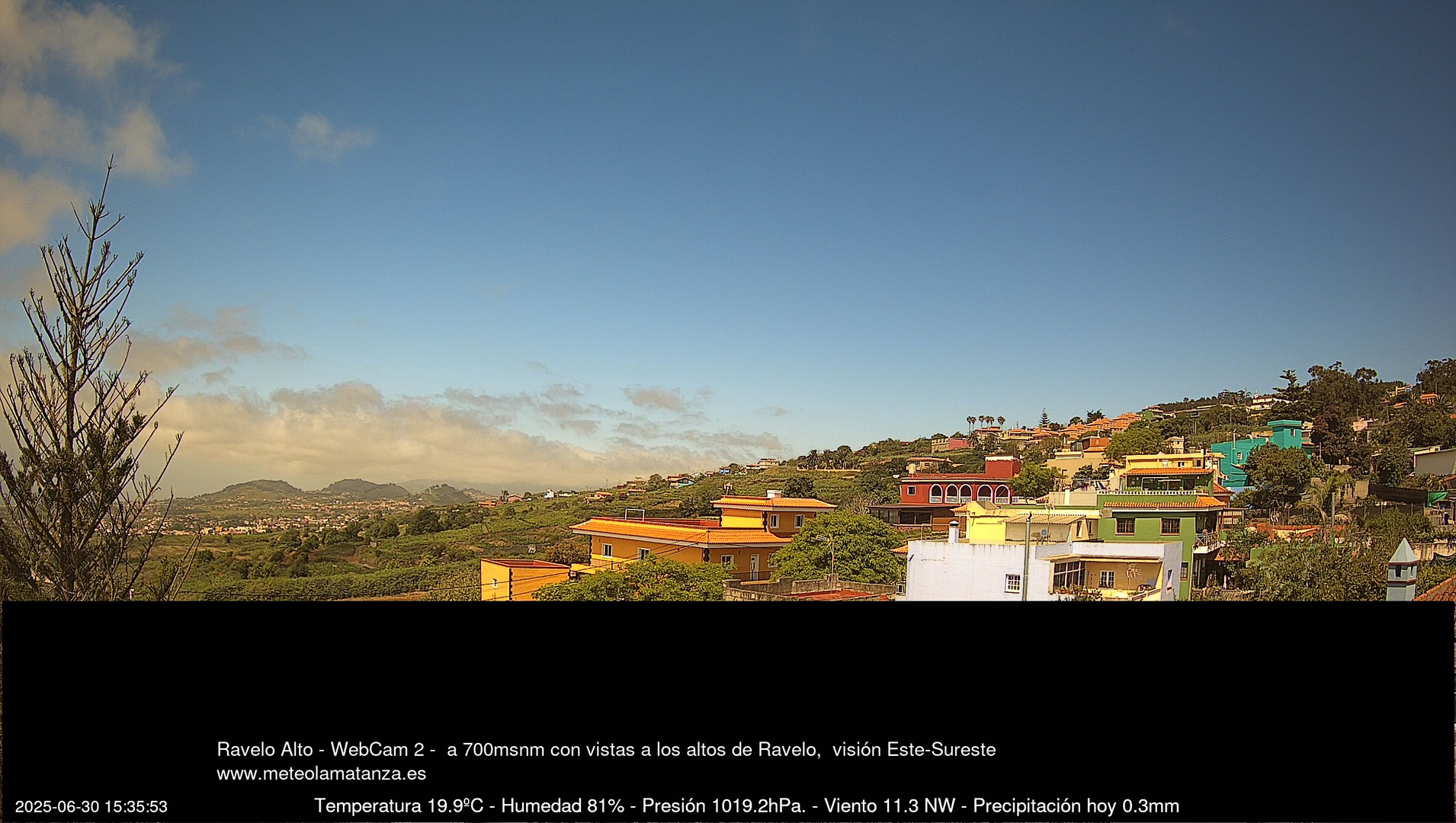 time-lapse frame, Ravelo, visión E-SE, 428msnm webcam