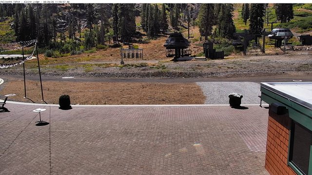 view from Palisades Tahoe Alpine Lodge Base Area on 2026-08-29