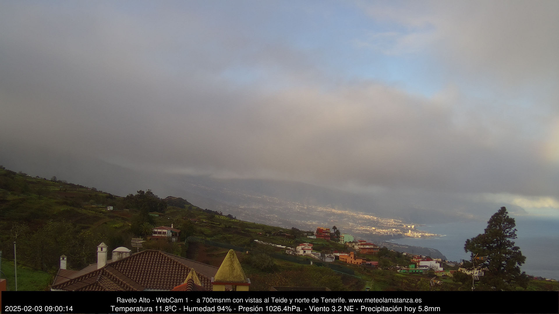 time-lapse frame, MeteoRavelo- Visión N de Tenerife webcam