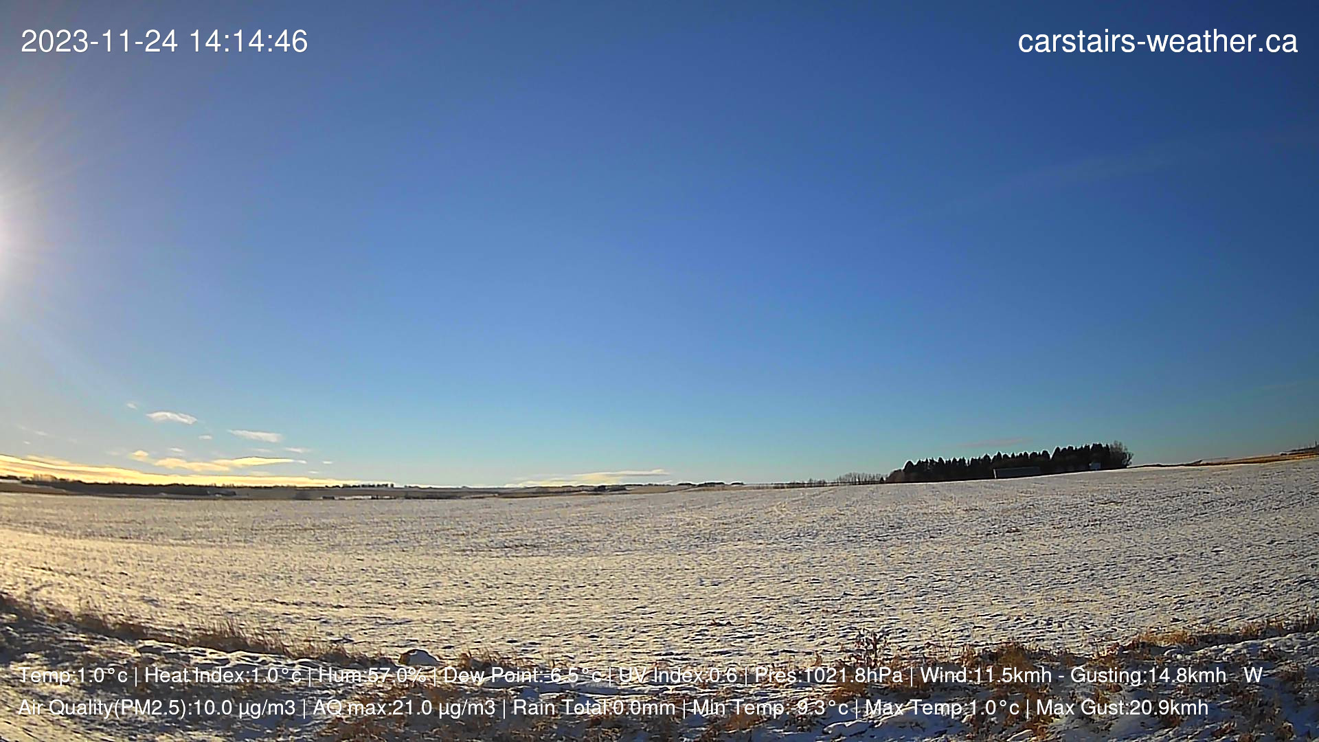 time-lapse frame, Nov. 24 sunset webcam