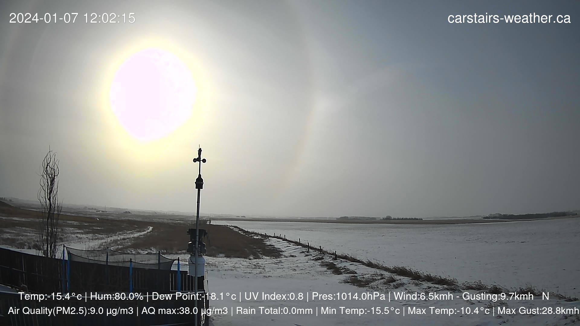 time-lapse frame, Jan 01 2024 - Sundog Setting webcam