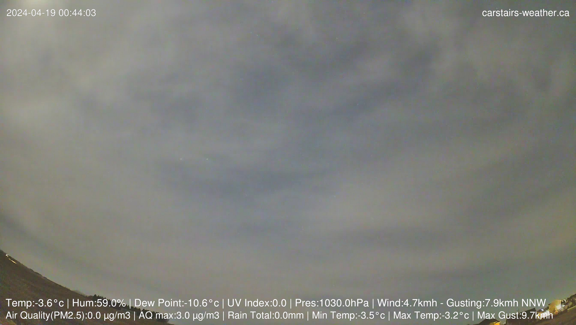time-lapse frame, April 19 Aurora  webcam