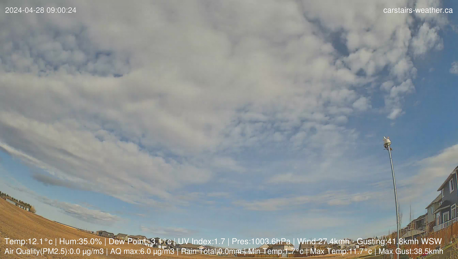 time-lapse frame, Carstairs Sky Cam webcam