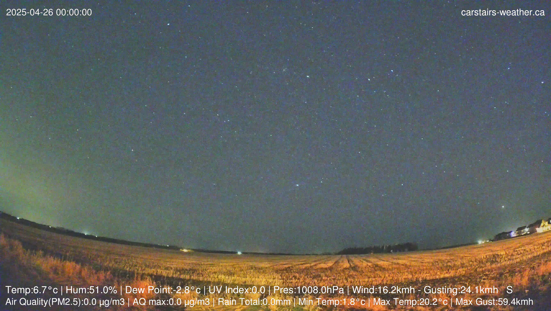 time-lapse frame, Carstairs Sky Cam webcam