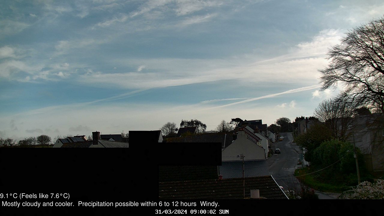 time-lapse frame, Wembury, Devon. Knighton Hill Cam webcam