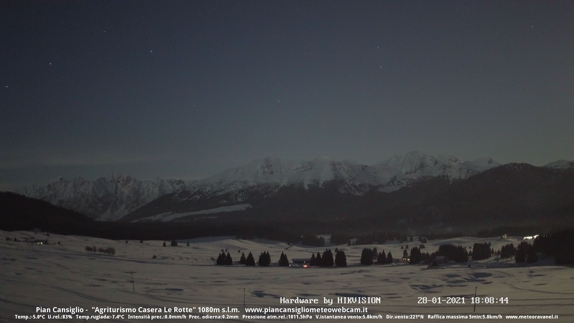 time-lapse frame, Salita al Guslon 28.01.2021 webcam